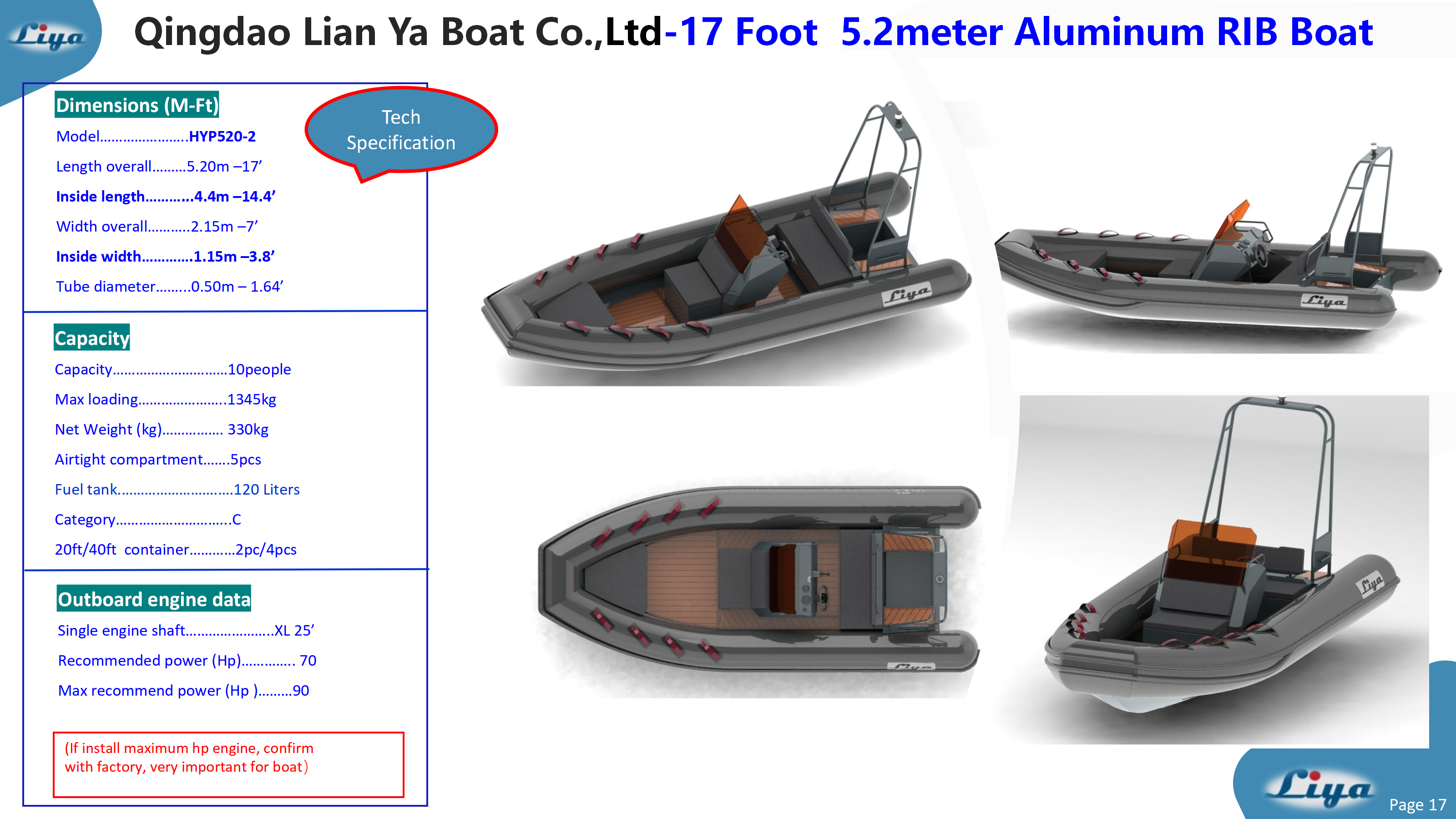 Liya-5,2 m-aluminium-rib-boat-side-view-center-console