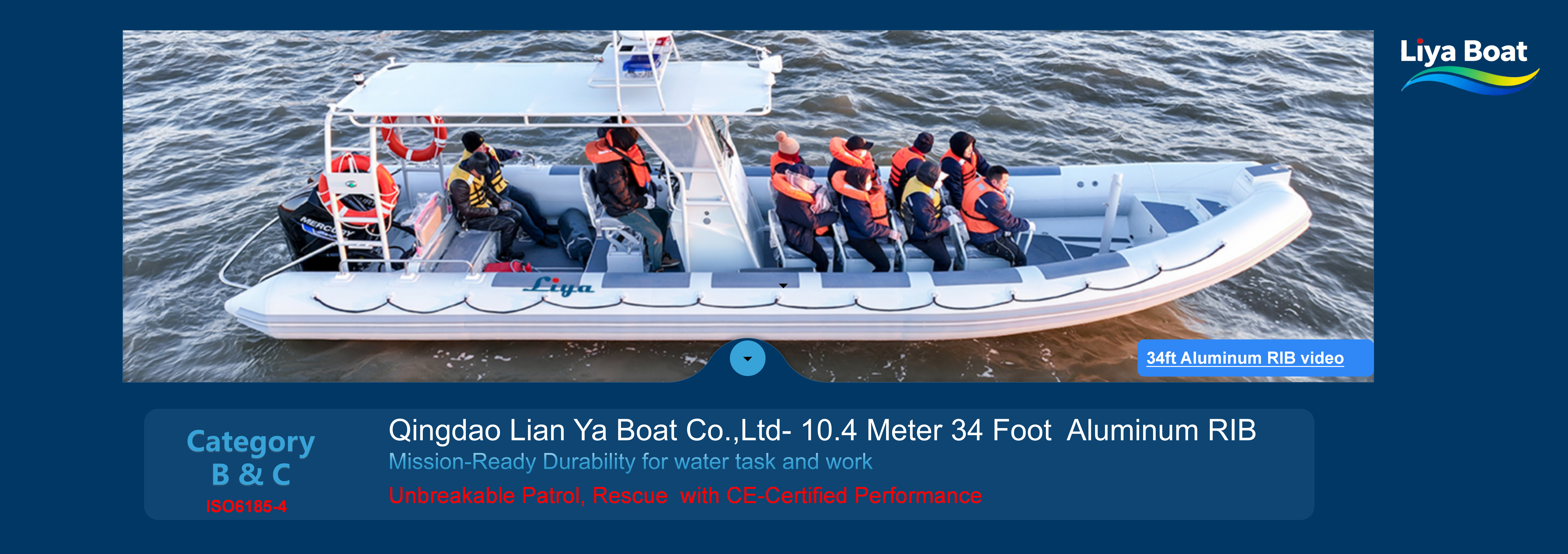 Liya 34 Foot Work RIB Boat Nervure partol en aluminium Liya 10 m