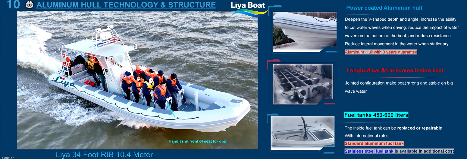 Liya aluminium hull rib boat 34 foot by liya Coque en aluminium Liya Military 34 pieds RIB
