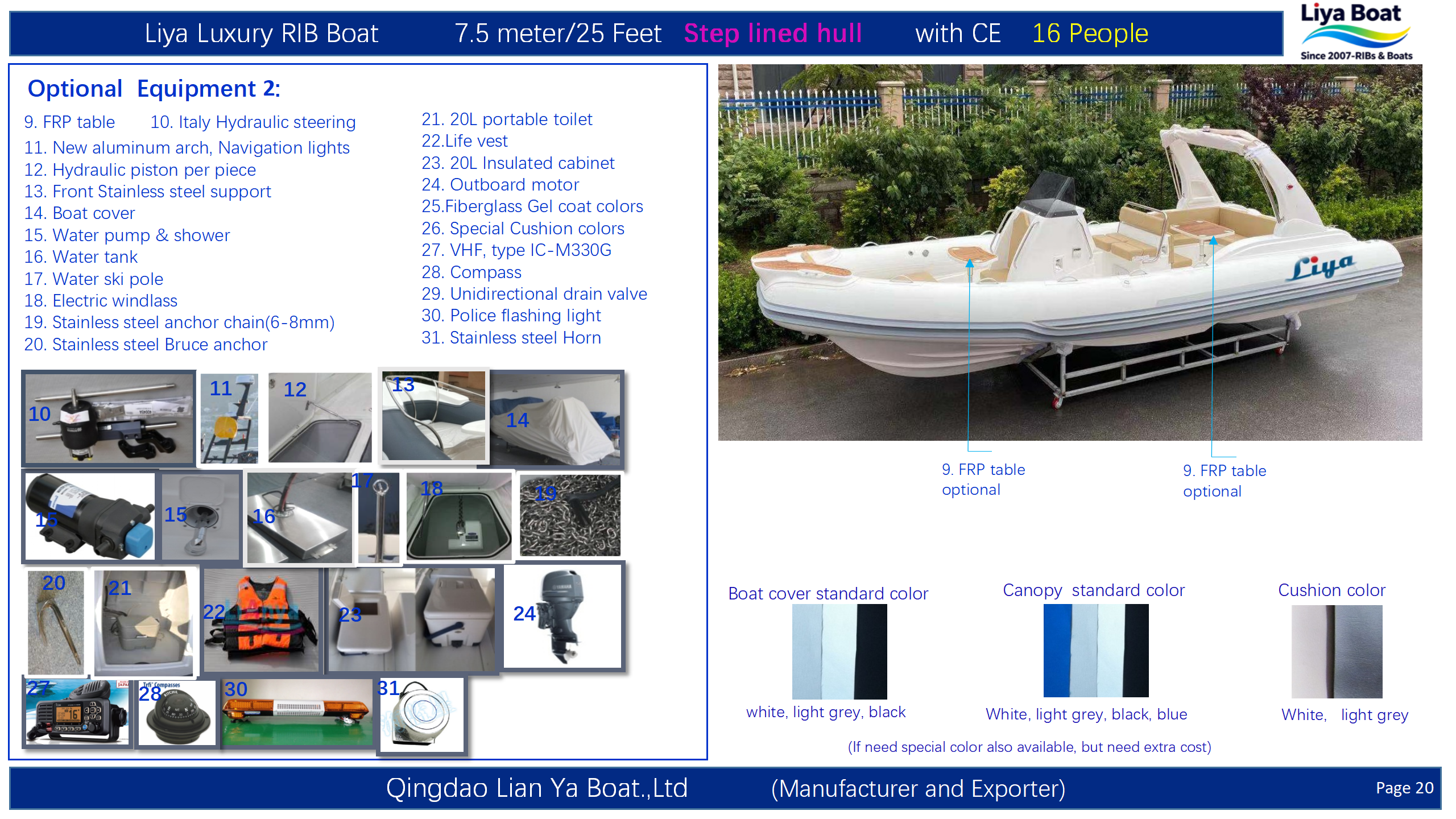 Table FRP amovible pour manger ou comme surface de travail sur votre RIB polyvalent de 25FT