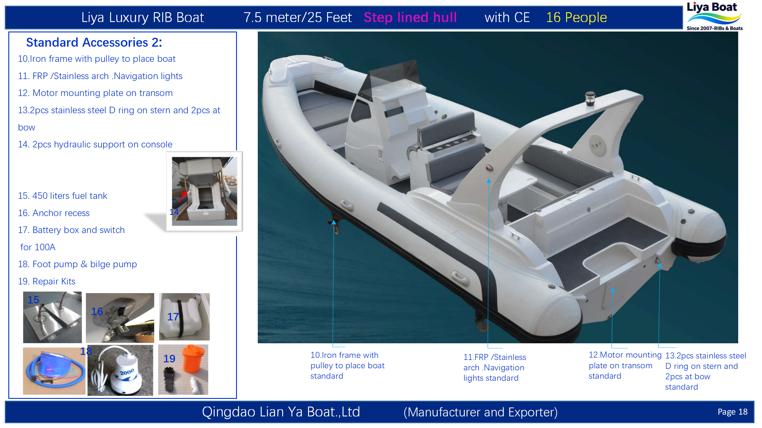 Valve d'air fiable de style britannique pour un gonflage et un dégonflage rapides sur le Liya 7,5 m RIB 