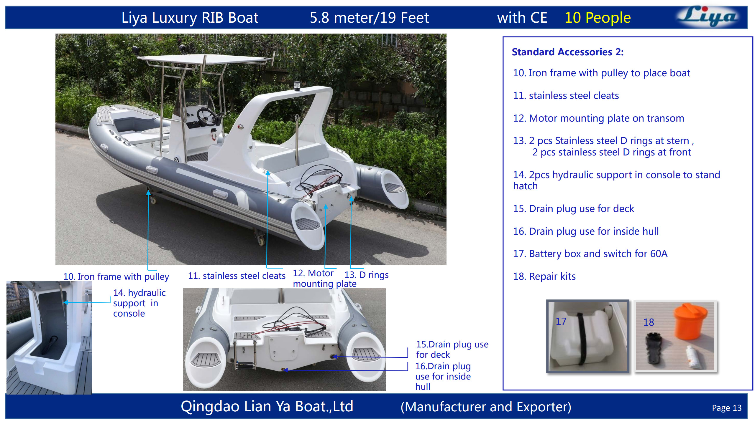 standard de bateau pneumatique pour 10 personnes Accessoires 
