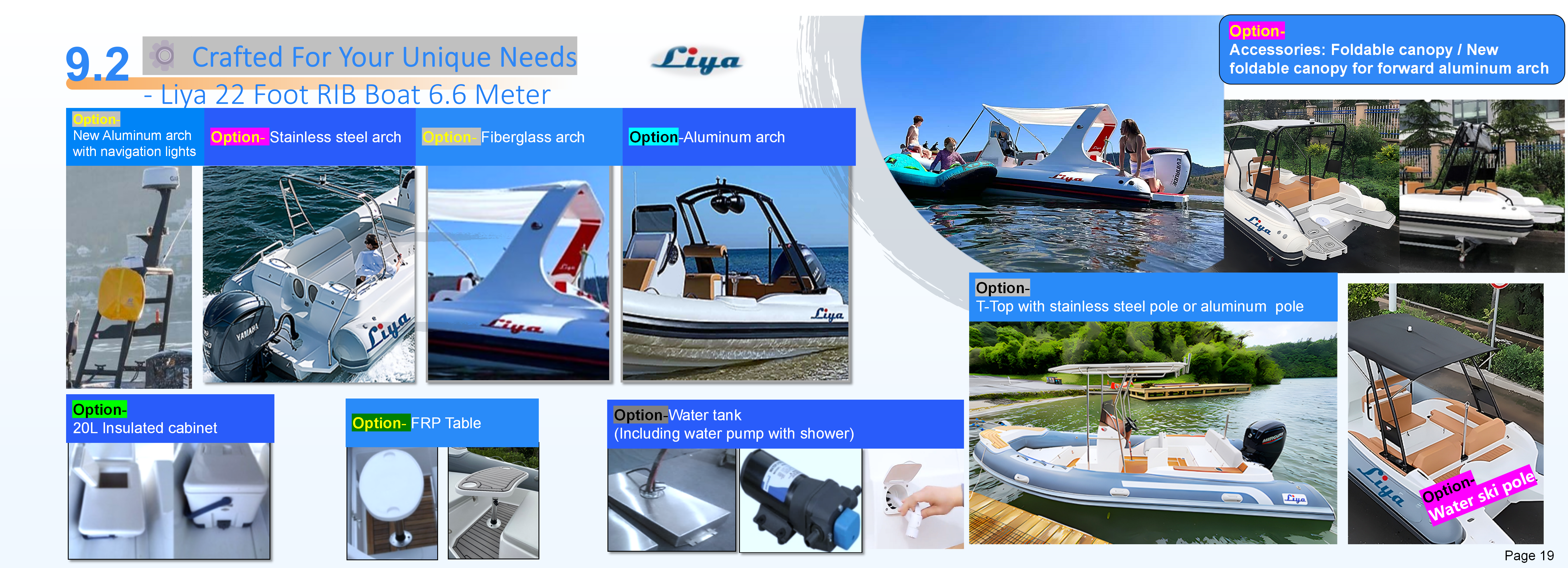 Élégant T-Top avec supports intégrés sur un RIB en fibre de verre pour 12 personnes pour plus d'ombre et de style. 