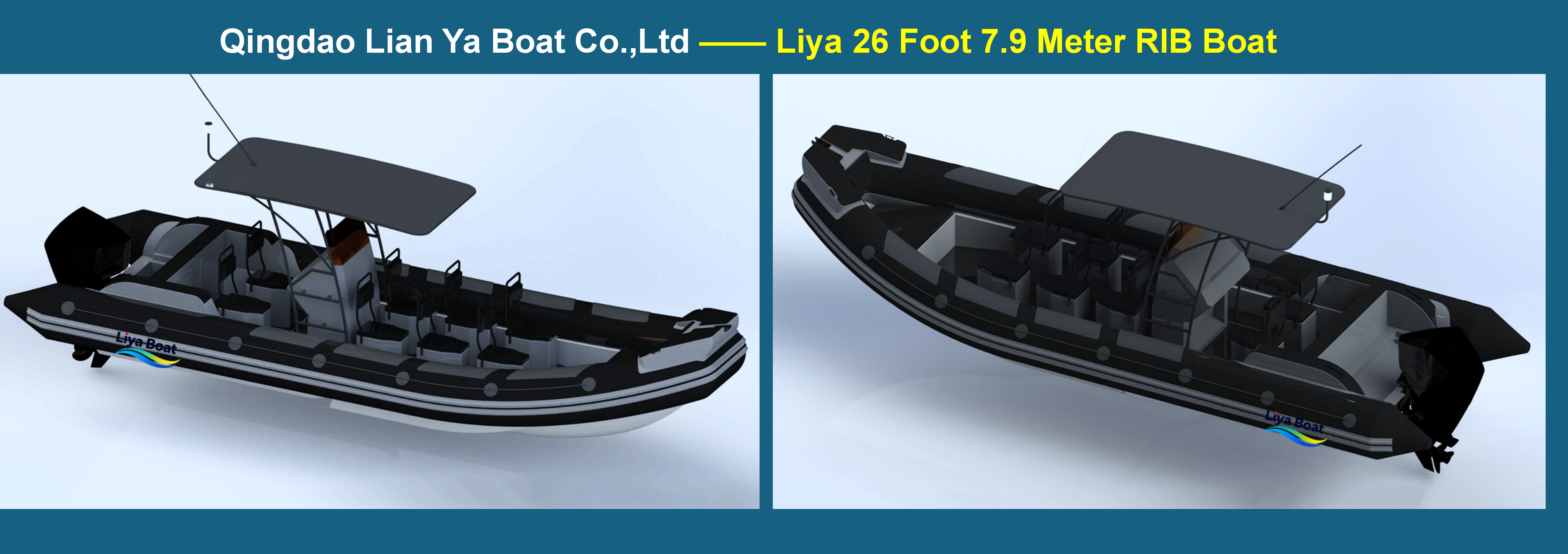 Liya 26 pieds RHIB militaire avec T-Top et moteur hors-bord