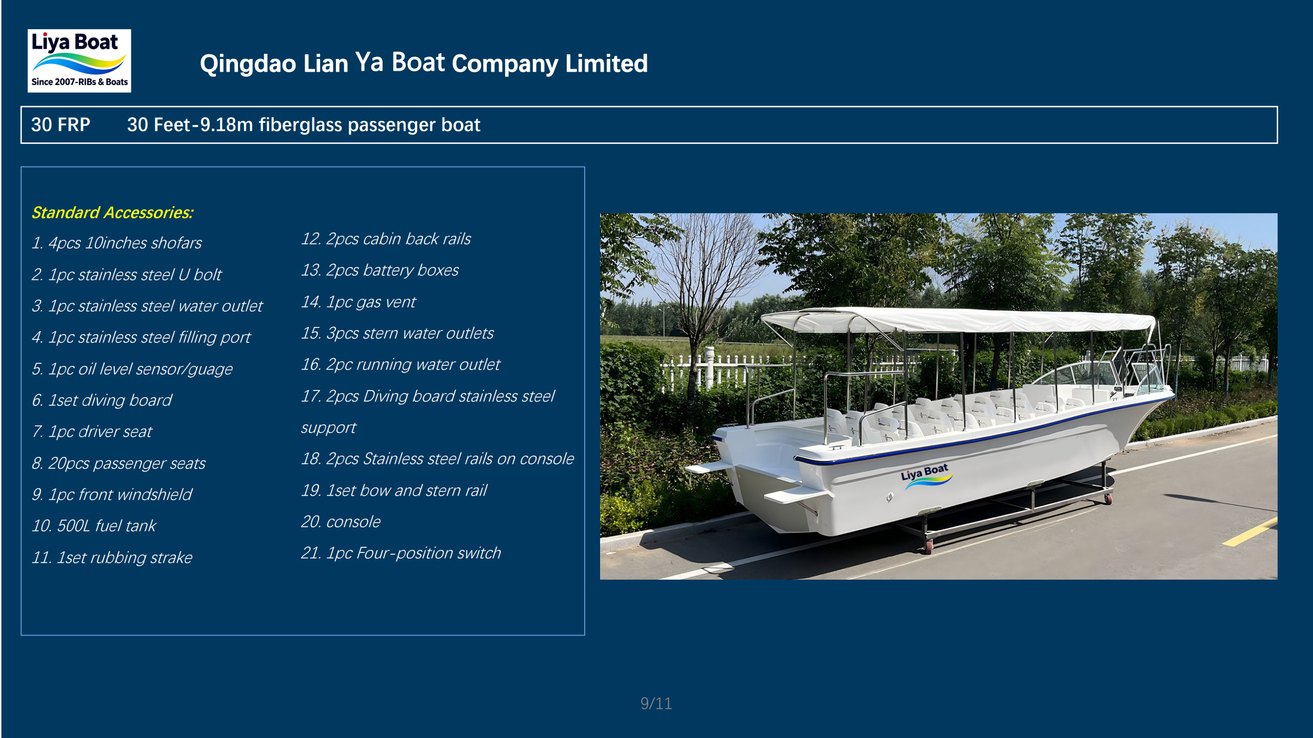 Accessoires standard pour ferry-boat de 30 pieds 