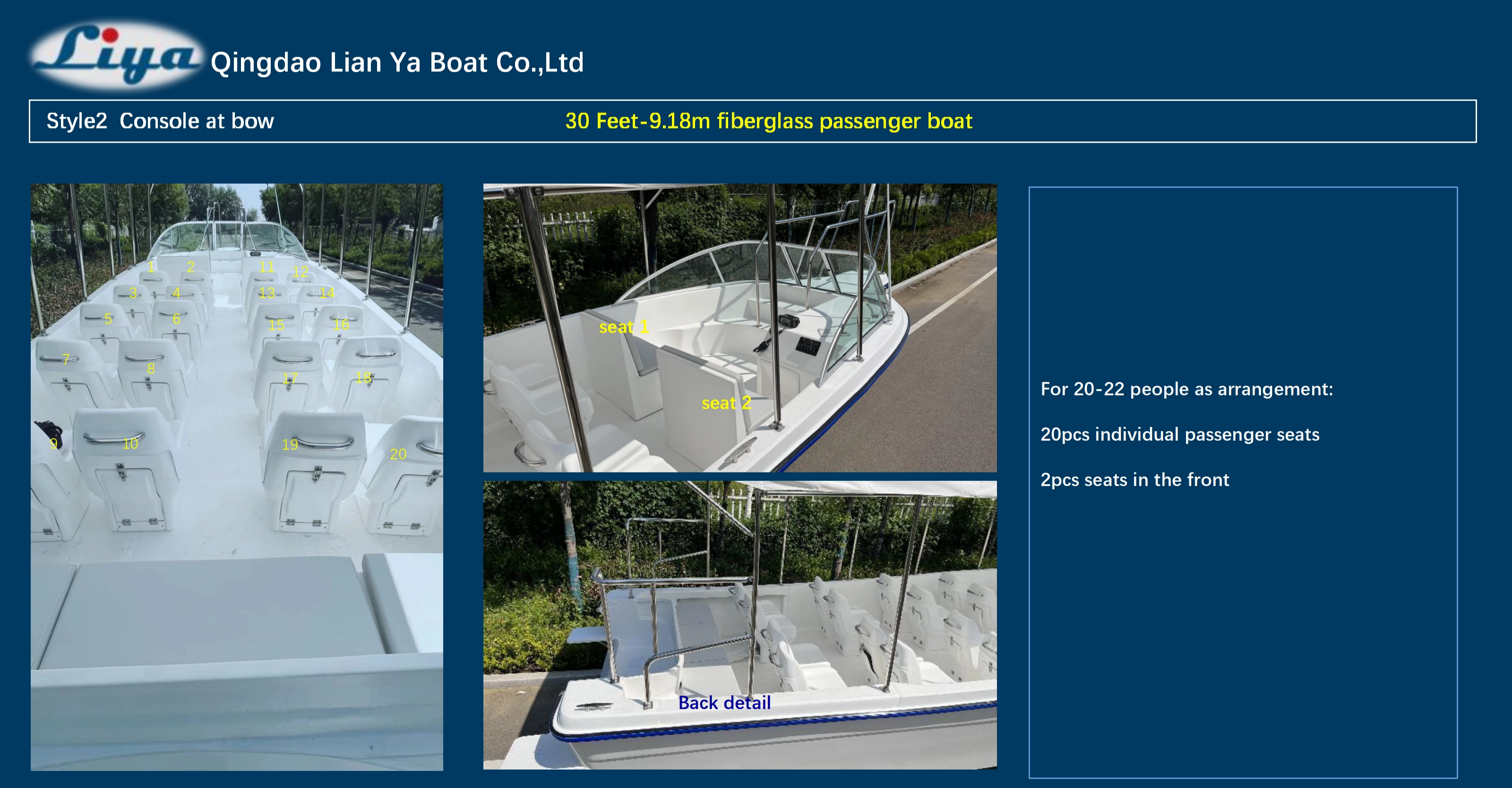 Coque et pont durables en fibre de verre du navire à passagers commercial, construits pour un usage quotidien.
