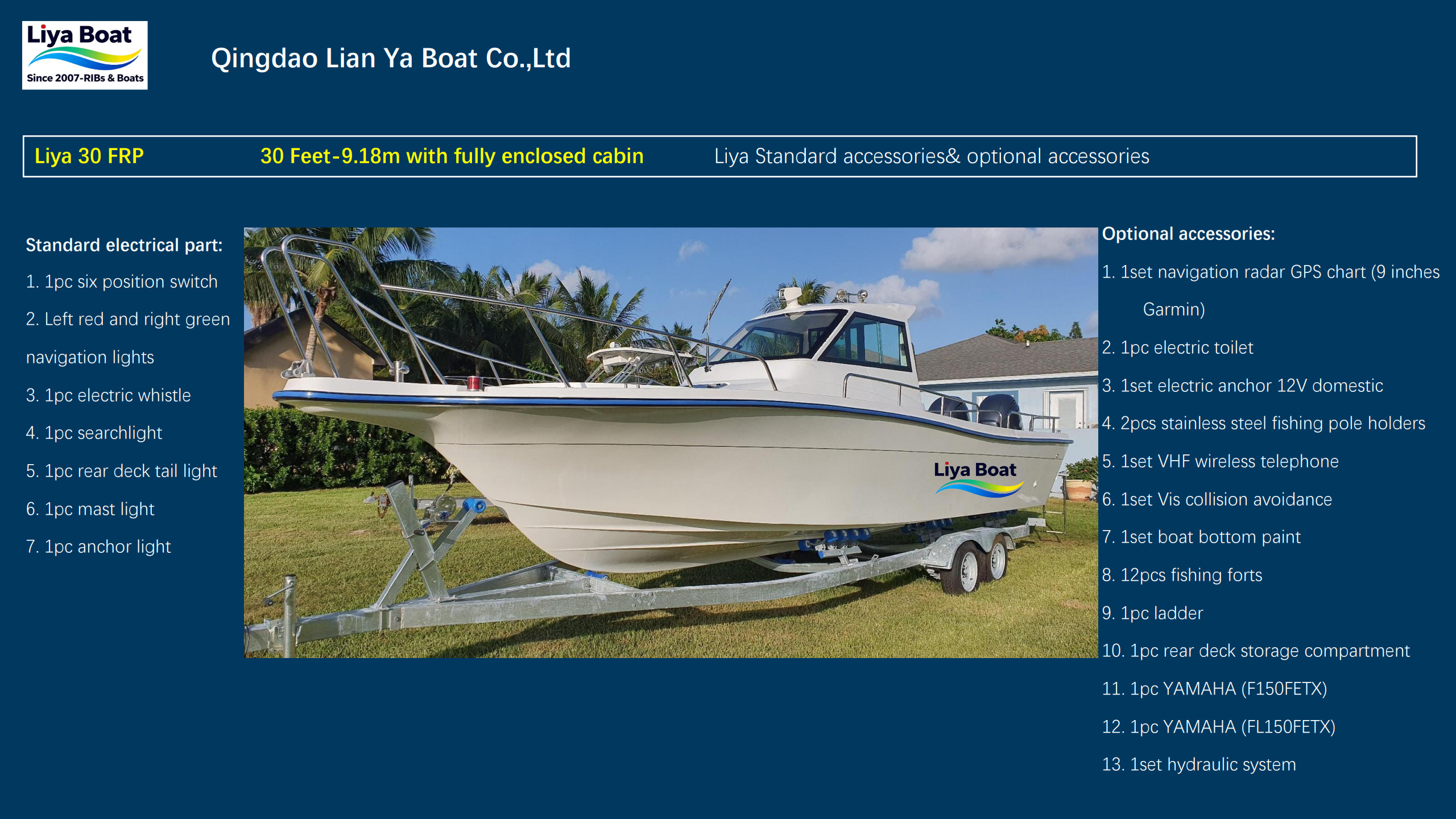 Bateau de pêche hauturière de 30 pieds Accessoires en option