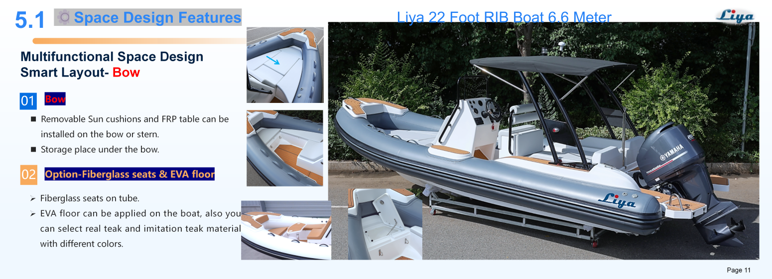 Liya 22 Foot RIB-NEW Les places d'étrave convertibles