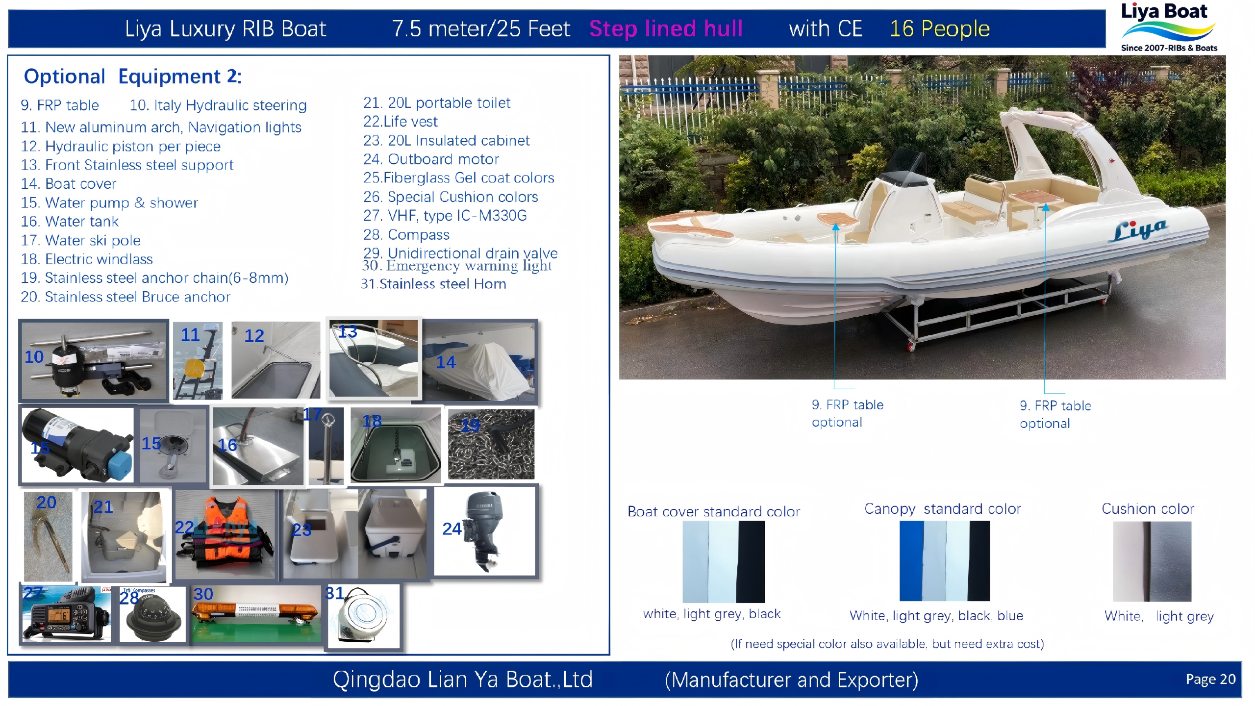 Table FRP amovible pour manger ou comme surface de travail sur votre RIB polyvalent de 25 pieds