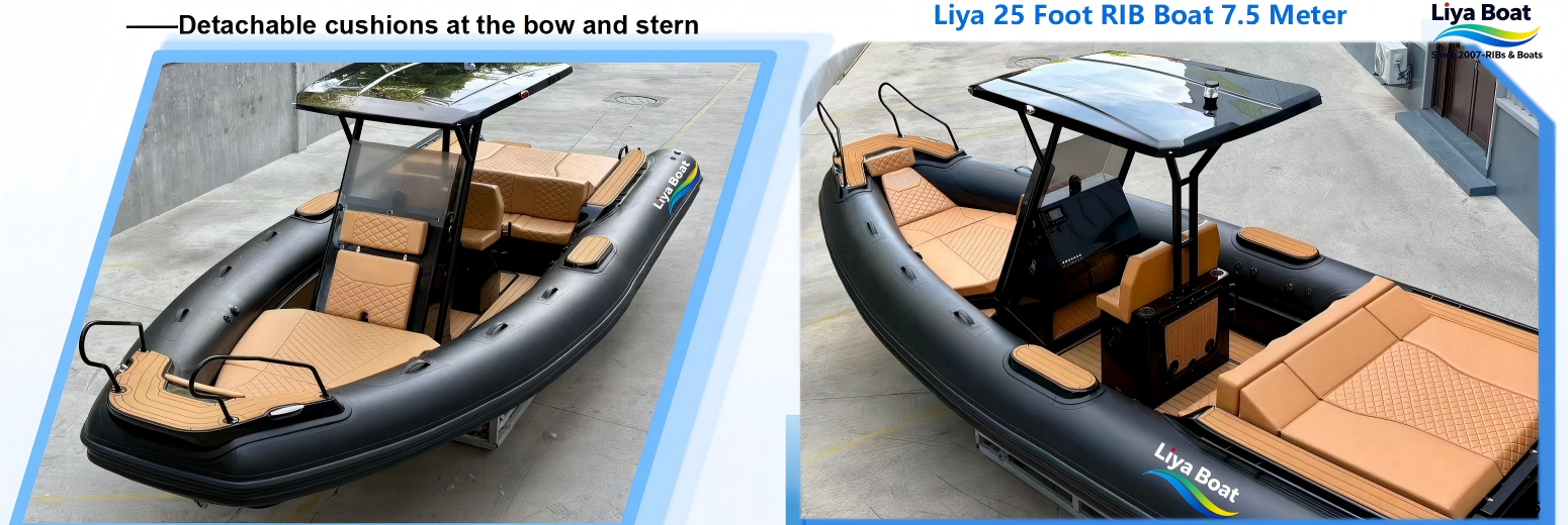 Bateau pneumatique à coque rigide de 7,5 mètres avec échelle