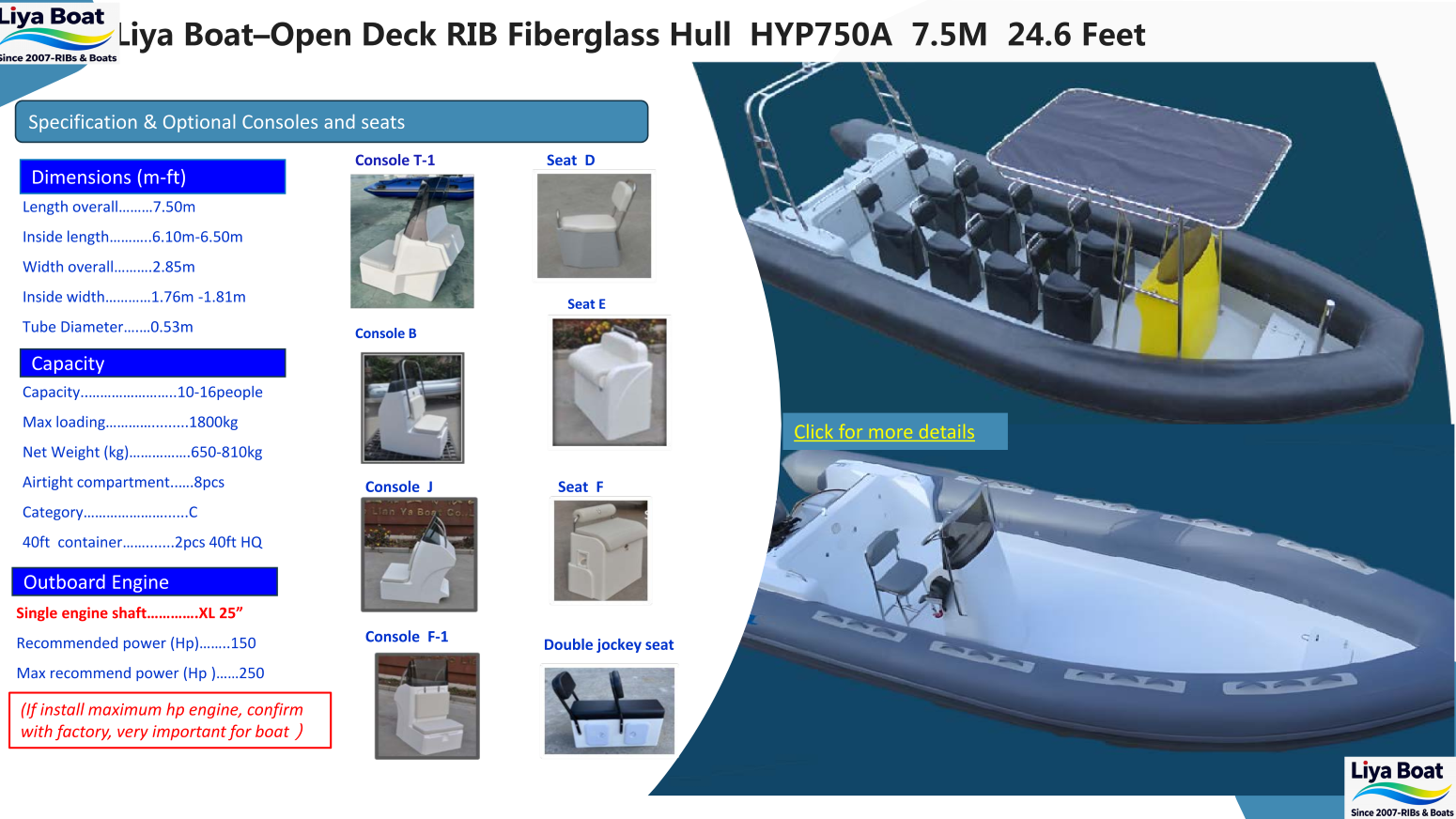 T-Top en option avec auvent et éclairage intégré