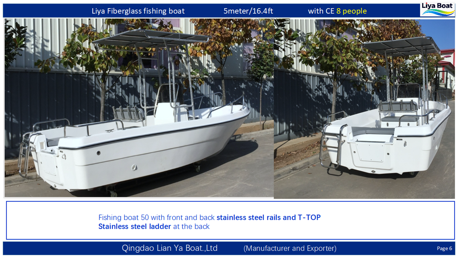 Bateau de 5 m avec toit Bimini et supports de canne à pêche en option