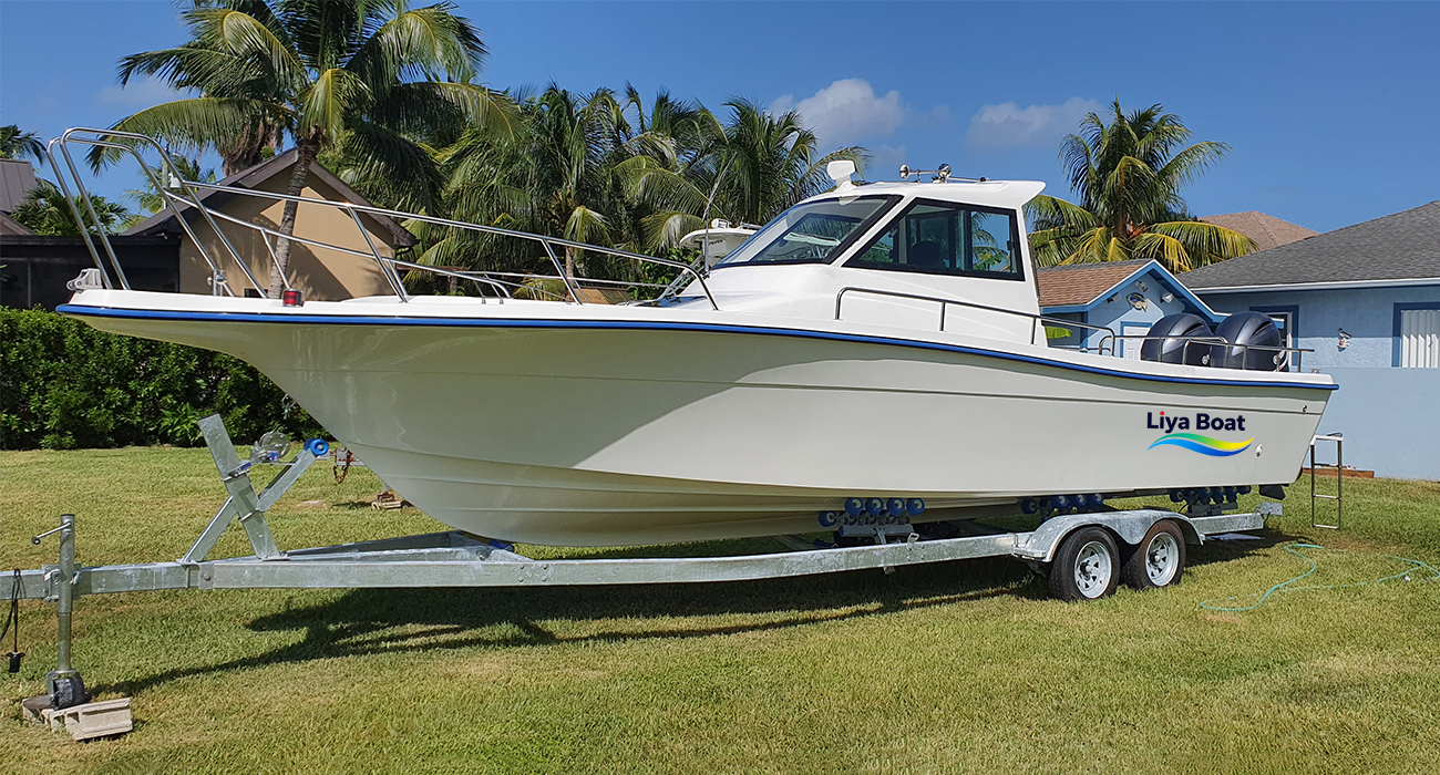 Liya Bateau de pêche avec cabine en fibre de verre de 30 pieds pour 9 personnes, 300-400HP, réservoir de carburant de 500 L