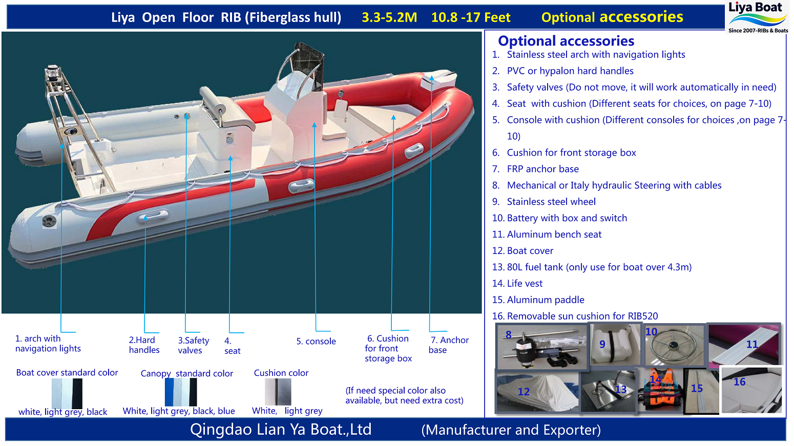 accessoires en option à pont ouvert
