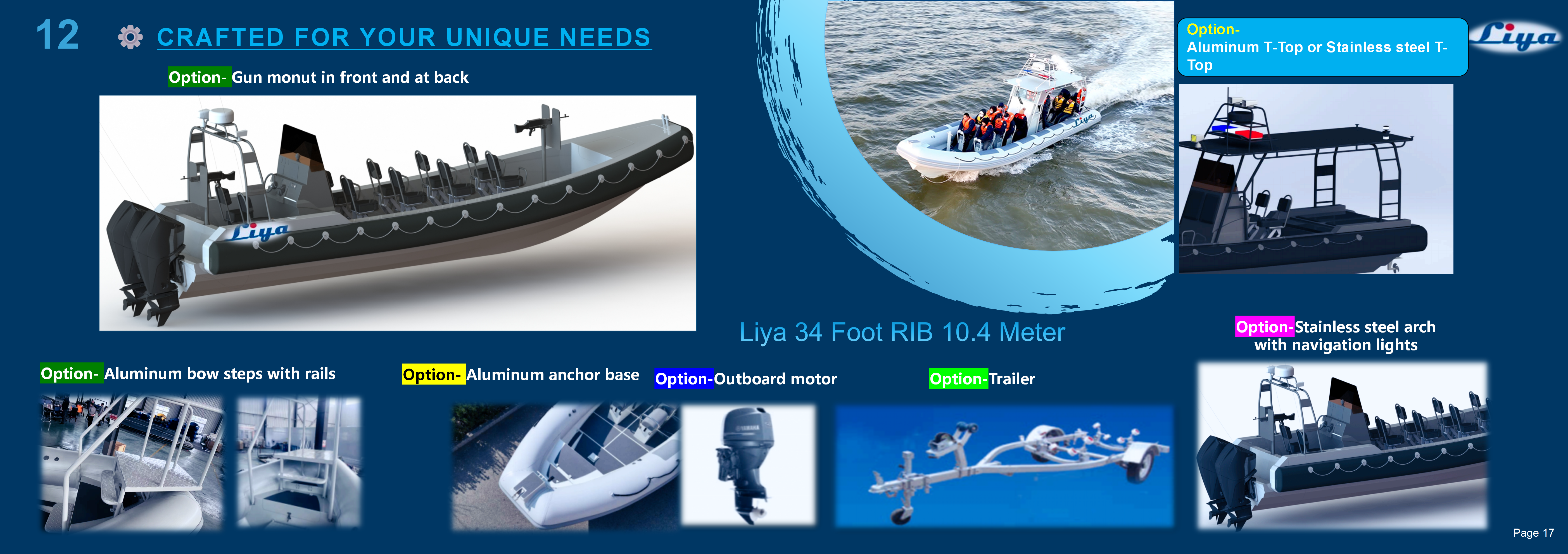 Bateau semi-rigide en aluminium de 10 m avec accessoires en option