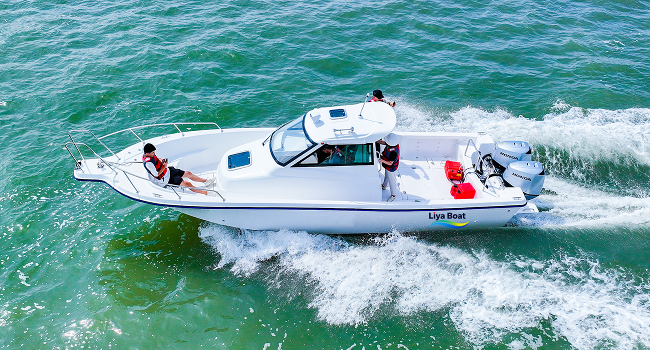 Liya Bateau de pêche avec cabine en fibre de verre de 30 pieds pour 9 personnes, 300-400HP, réservoir de carburant de 500 L