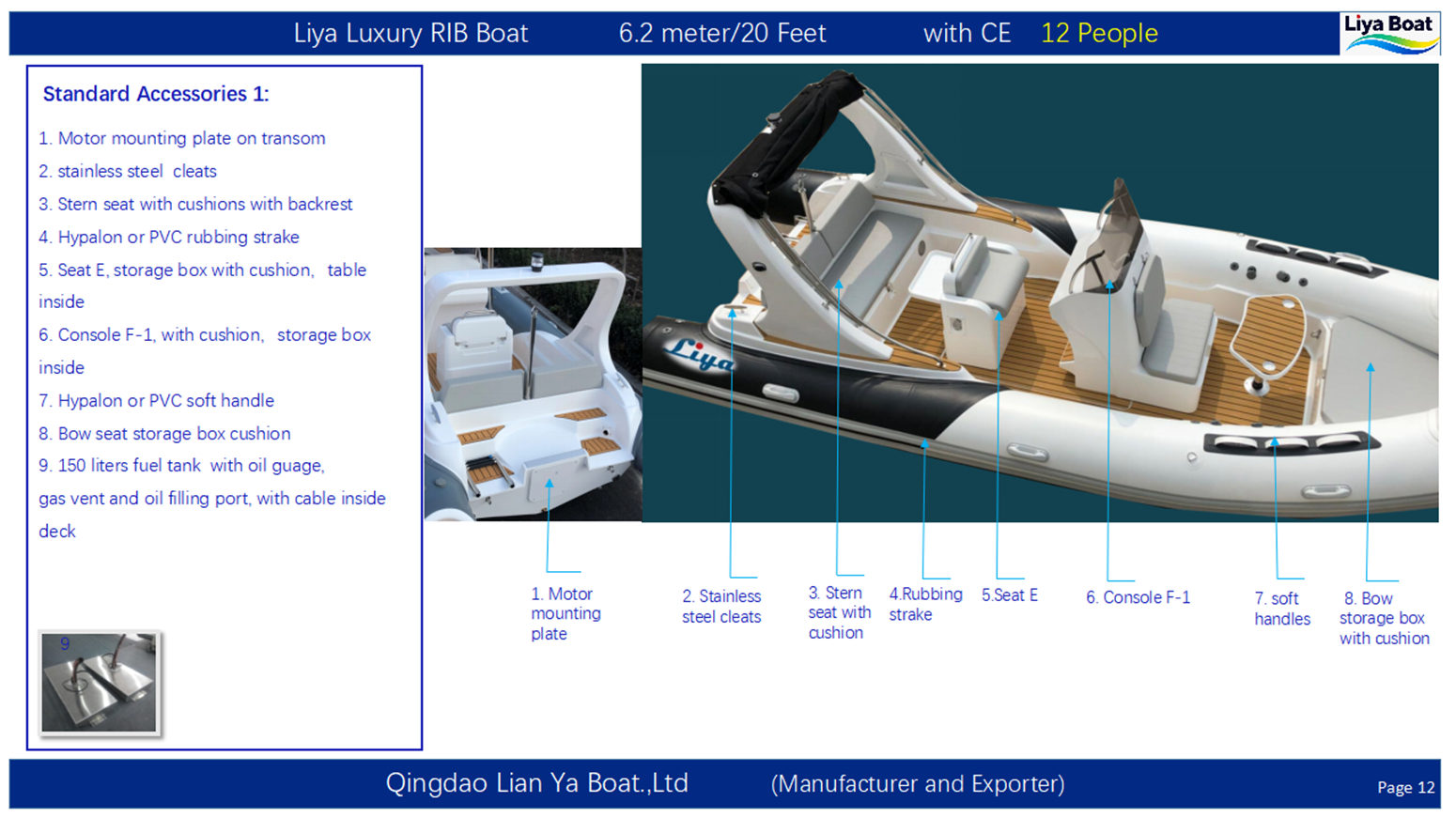 Accessoires standard Liya de 20 pieds 2 